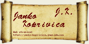 Janko Koprivica vizit kartica